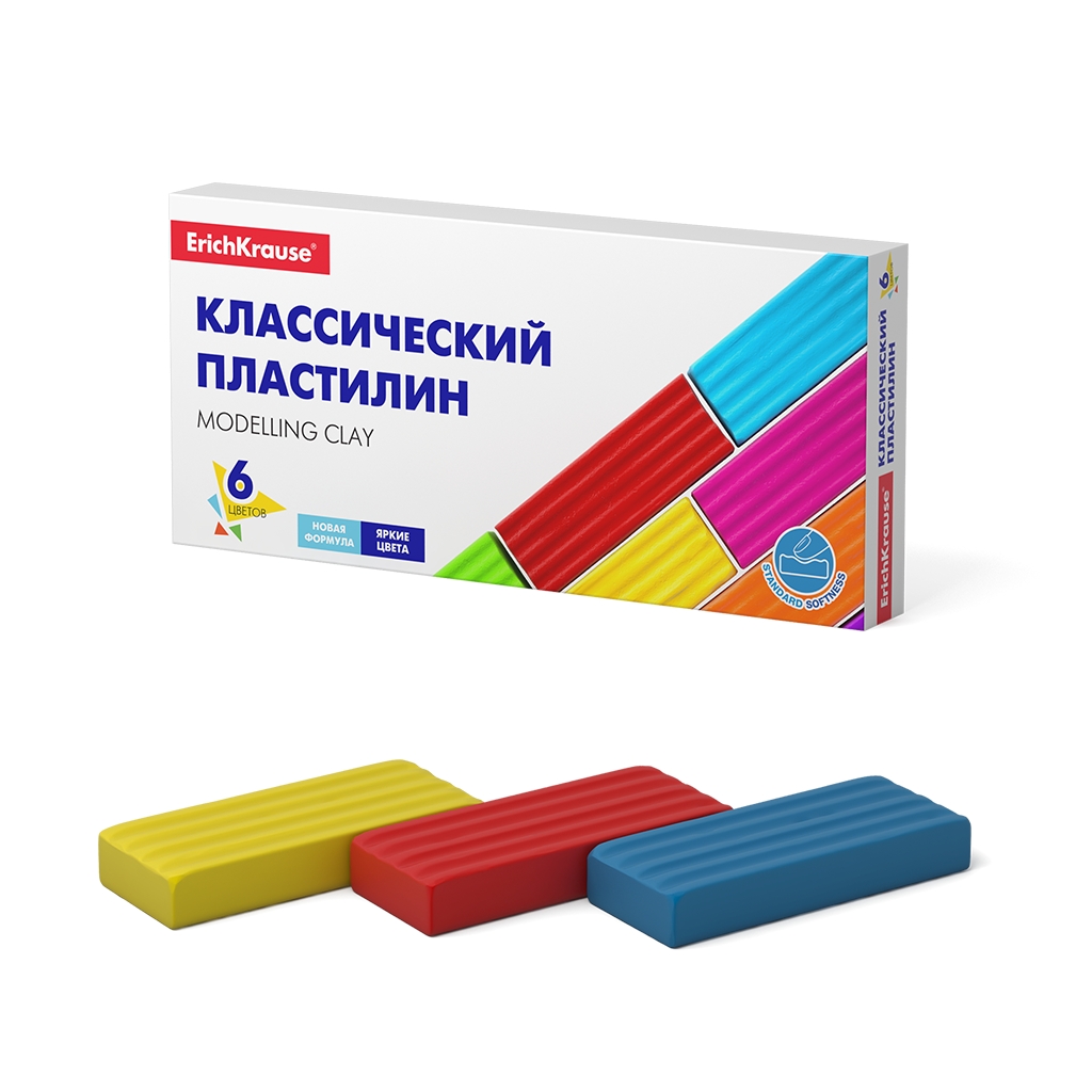 фото Классический пластилин erichkrause® basic 6 цветов, 96г (коробка)