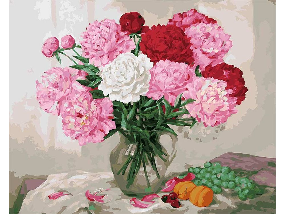 

Картина по номерам Белоснежка Пионы, 40x50, Пионы