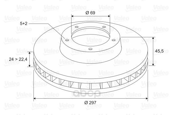 фото Тормозной диск valeo для mitsubishi outlander 03/citroen c-crosser/peugeot 4007 297276