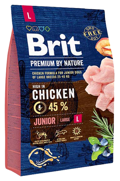 фото Сухой корм для собак brit premium by nature adult l, для крупных пород, курица, 3кг