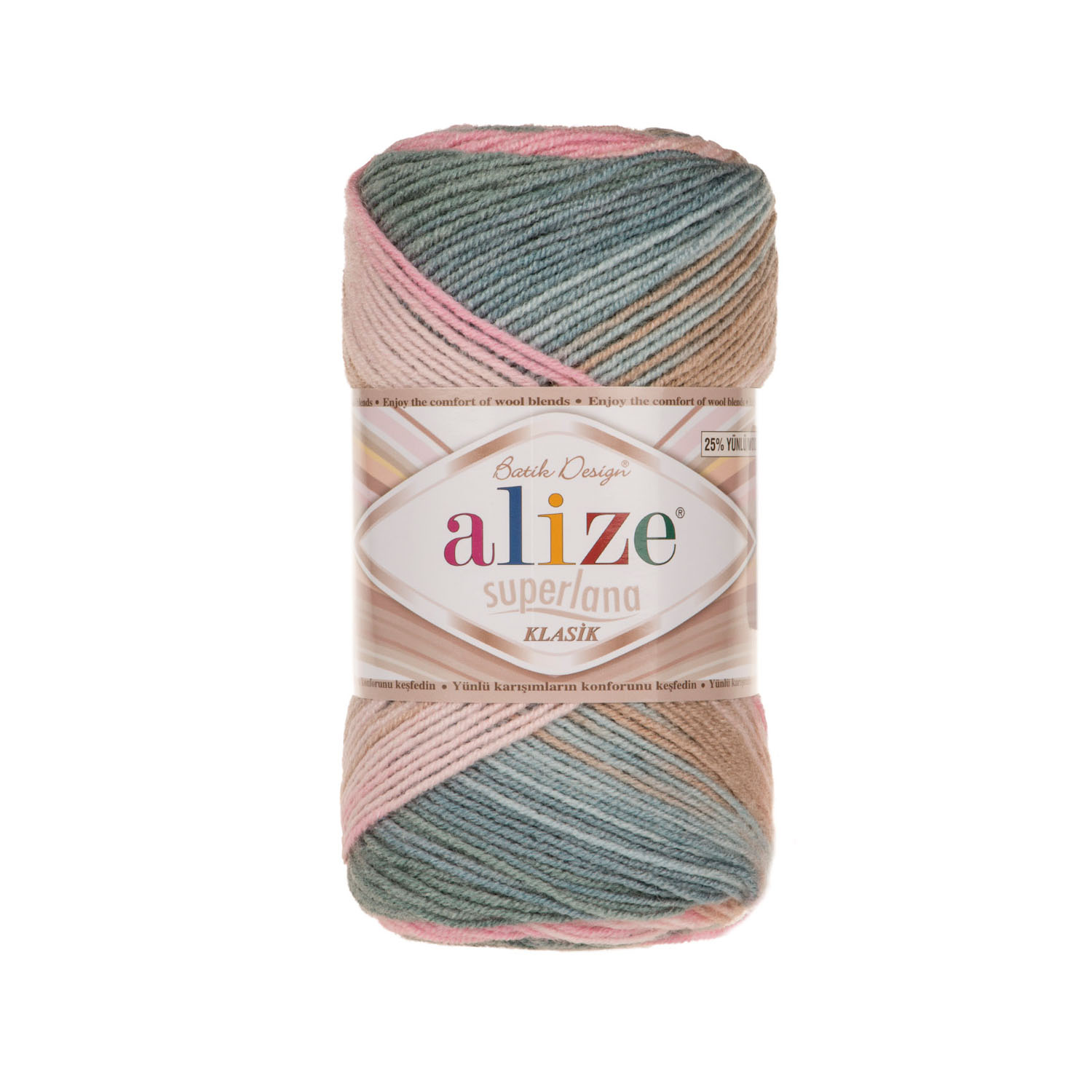 

Пряжа Alize SUPER,KLAS,BAT,2970 Superlana klasik Batik 2970 зеленый, розовый, бежевый, Разноцветный, Superlana klasik Batik
