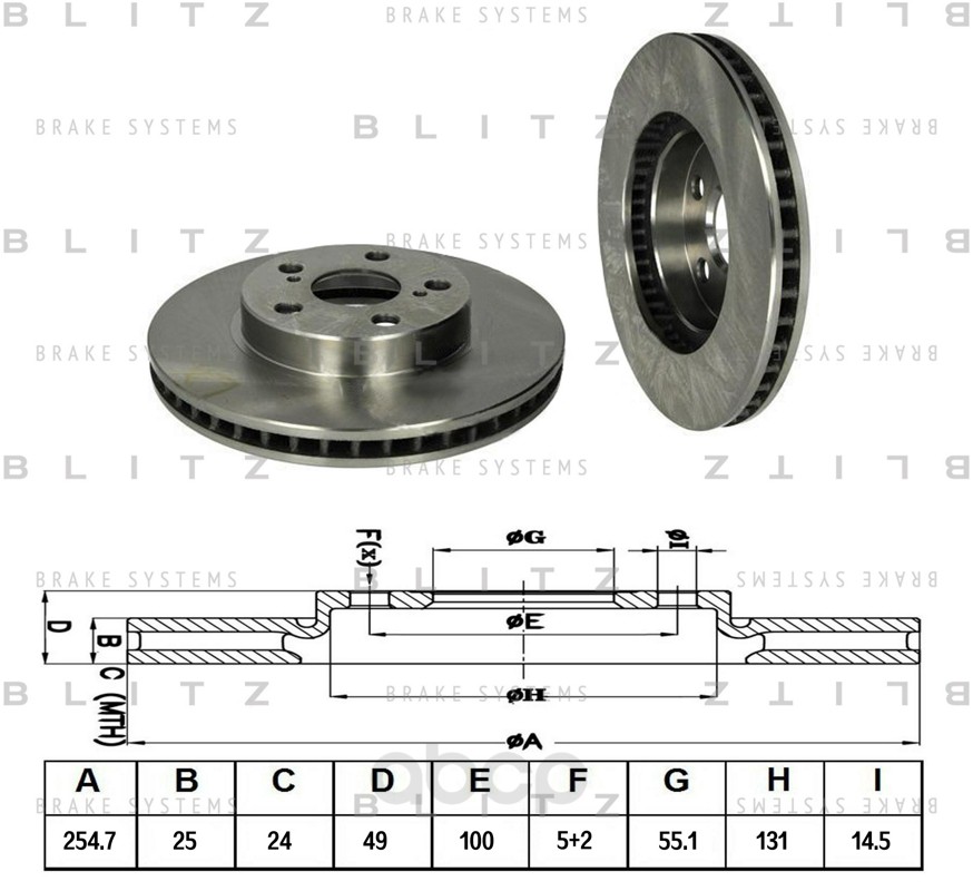 

Тормозной диск BLITZ BS0315 передний