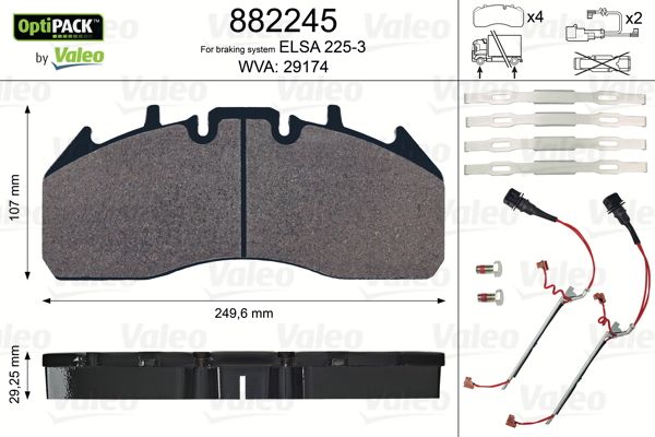 

Тормозные колодки Valeo дисковые 882245