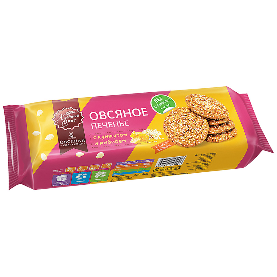 

Печенье Хлебный Спас сдобное овсяное с кунжутом и имбирем 150 г