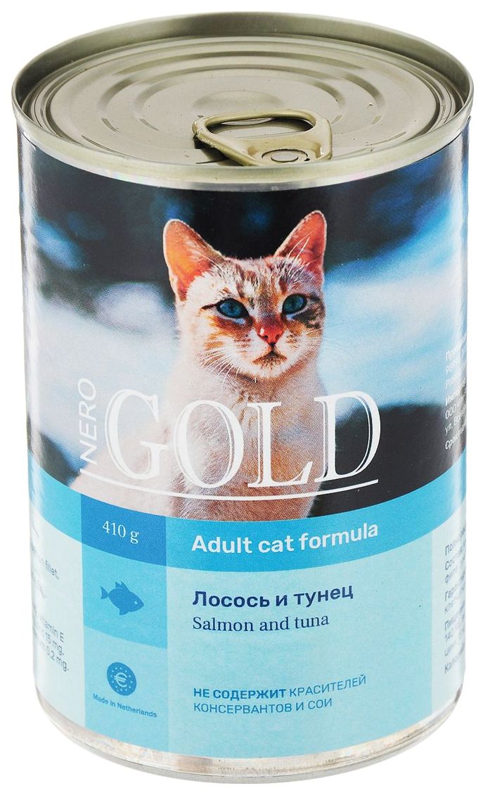 фото Консервы для кошек nero gold adult, с лососем и тунцом, 410г