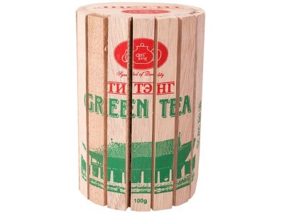 Чай весовой зеленый Ти Тэнг Green Tea в круглой деревянной коробке 100 г