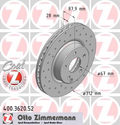 

Тормозной диск ZIMMERMANN 400.3620.52