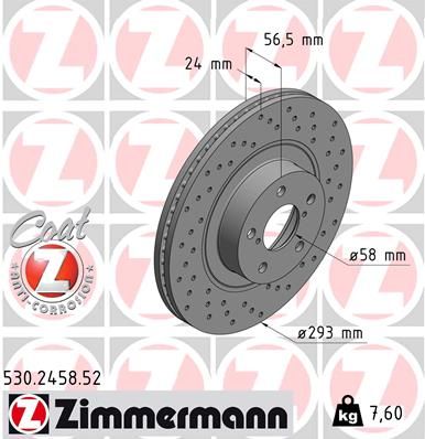 фото Тормозной диск zimmermann 530.2458.52