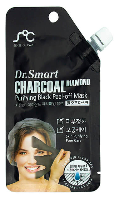 Маска для лица Dr.Smart Charcoal Diamond Purifying Black Peel-Off Mask 25 мл маска для лица mediheal ocean black кокосовый уголь экстракт банана тонизирующая 25 мл