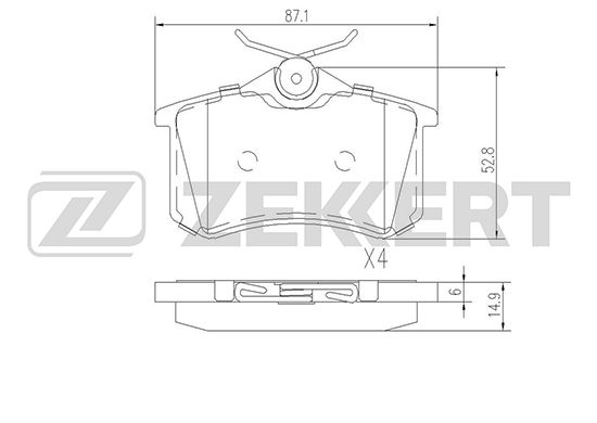 

Комплект тормозных колодок, дисковый тормоз ZEKKERT BS-1127