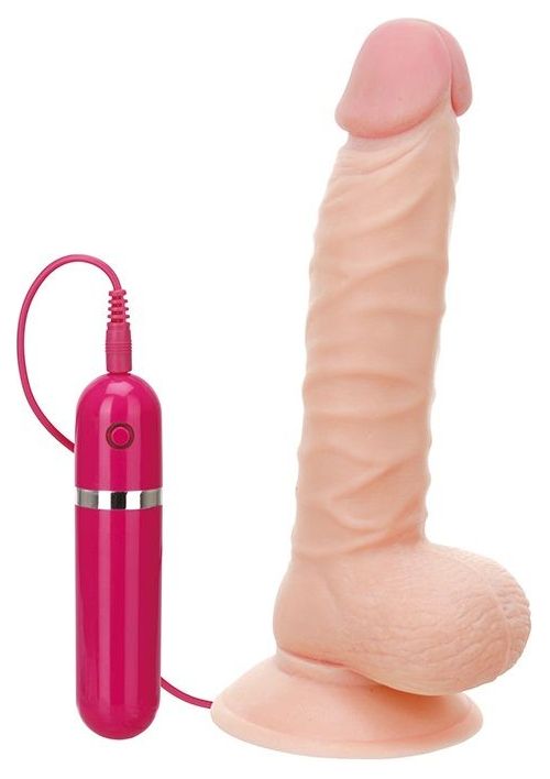 фото Телесный вибратор-реалистик на присоске g-girl style 8inch vibrating dong 20,3 см nmc