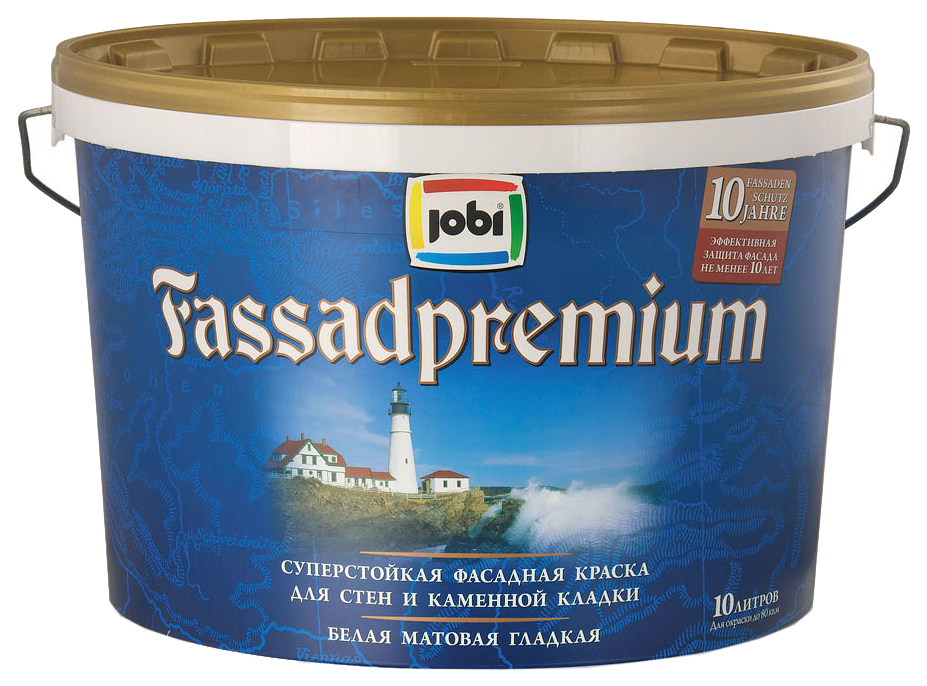 Краски для наружных работ JOBI FASSADPREMIUM фасадная премиум 10л  12045