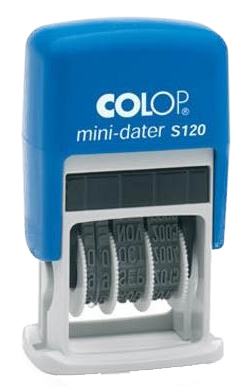 

Датер Colop Printer S120 РУС. Высота шрифта даты: 3,8 мм. Цвет корпуса: синий.
