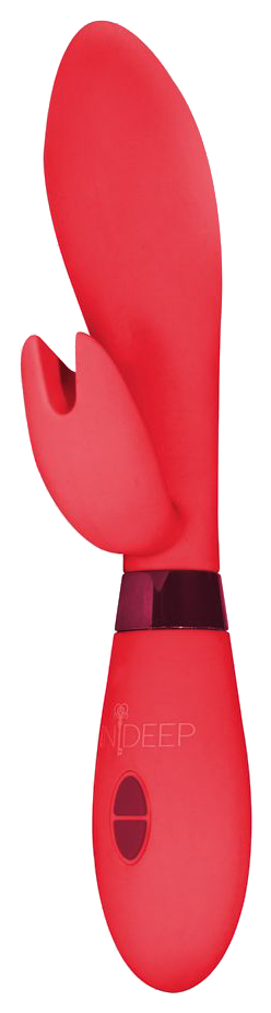 Красный вибратор Leyla с клиторальным отростком 20,5 см