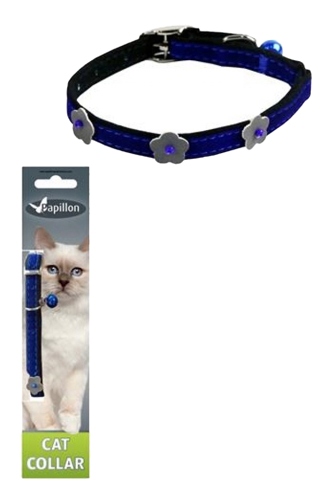 Ошейник для кошек Papillon полиэстер, синий, 28-28 см
