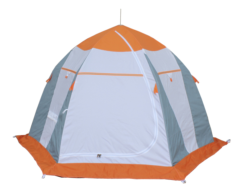 фото Палатка-автомат митек нельма трехместная оранжевая/зеленая/серая
