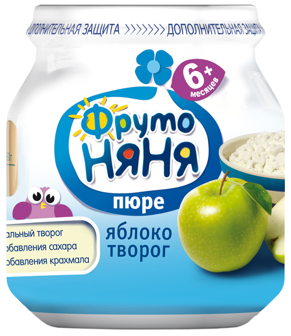 

Пюре фруктовое ФрутоНяня Яблоко-творог с 6 мес. 100 г, 1 шт., Яблоко-творог