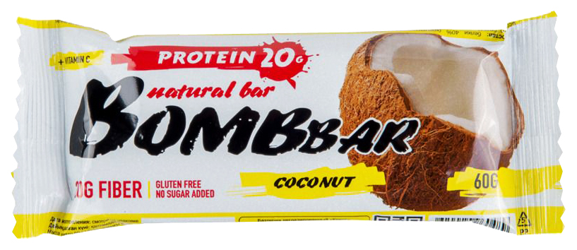 Протеиновый батончик Bombbar Protein Bar 60 г кокос