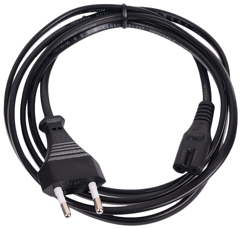 фото Кабель vcom iec 320 c7-cee 7/16, m-f 1,8м black (ce023-cu0.5-1.8m)