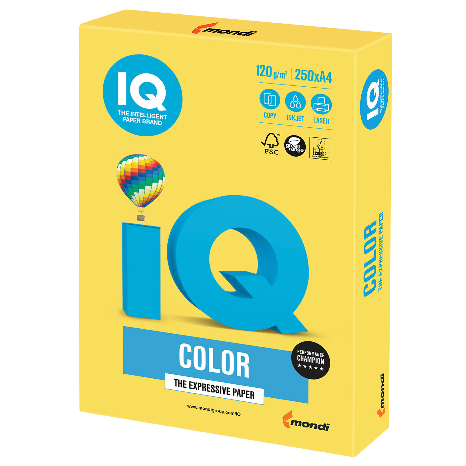 Бумага Mondi Business Paper CY39 IQ Color intensive,А4,120 г/м2,250 л, канареечно-желтая