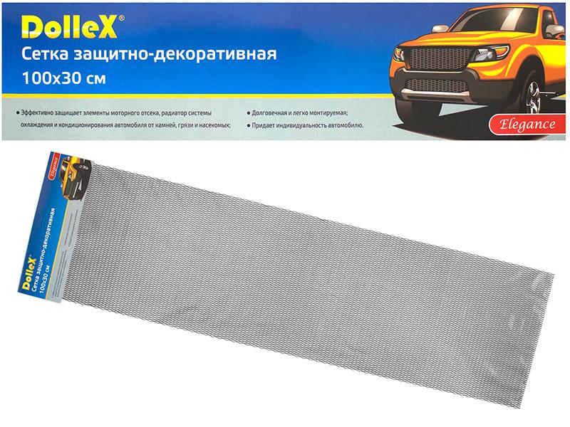 фото Сетка в бампер автомобиля dollex 100х30см,чёрная,алюминий,ячейки 15х4,5мм,dks-021