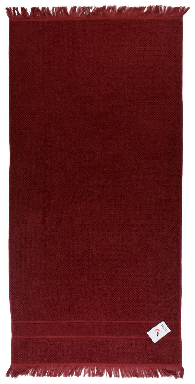 фото Банное полотенце с бахромой бордового цвета essential 70х140 tkano