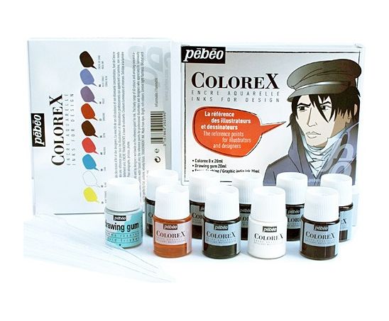

Акварельные чернила Pebeo Colorex 320299 8 цв, Желтый;белый;бирюзовый;коричневый;красный;фиолетовый;черный, Colorex