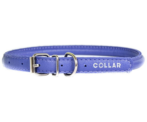 фото Ошейник для собак collar, для длинношерстных, кожаный круглый, фиолетовый, 10мм, 33-41 см