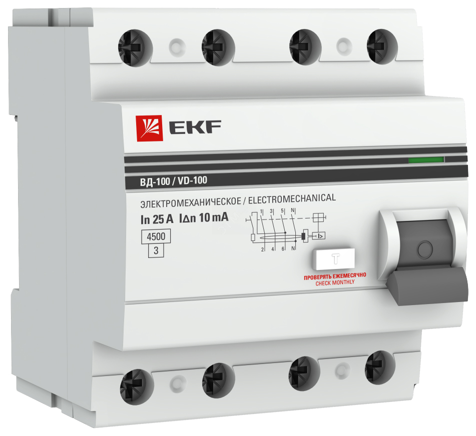 Выключатель дифференциального тока (УЗО) EKF 