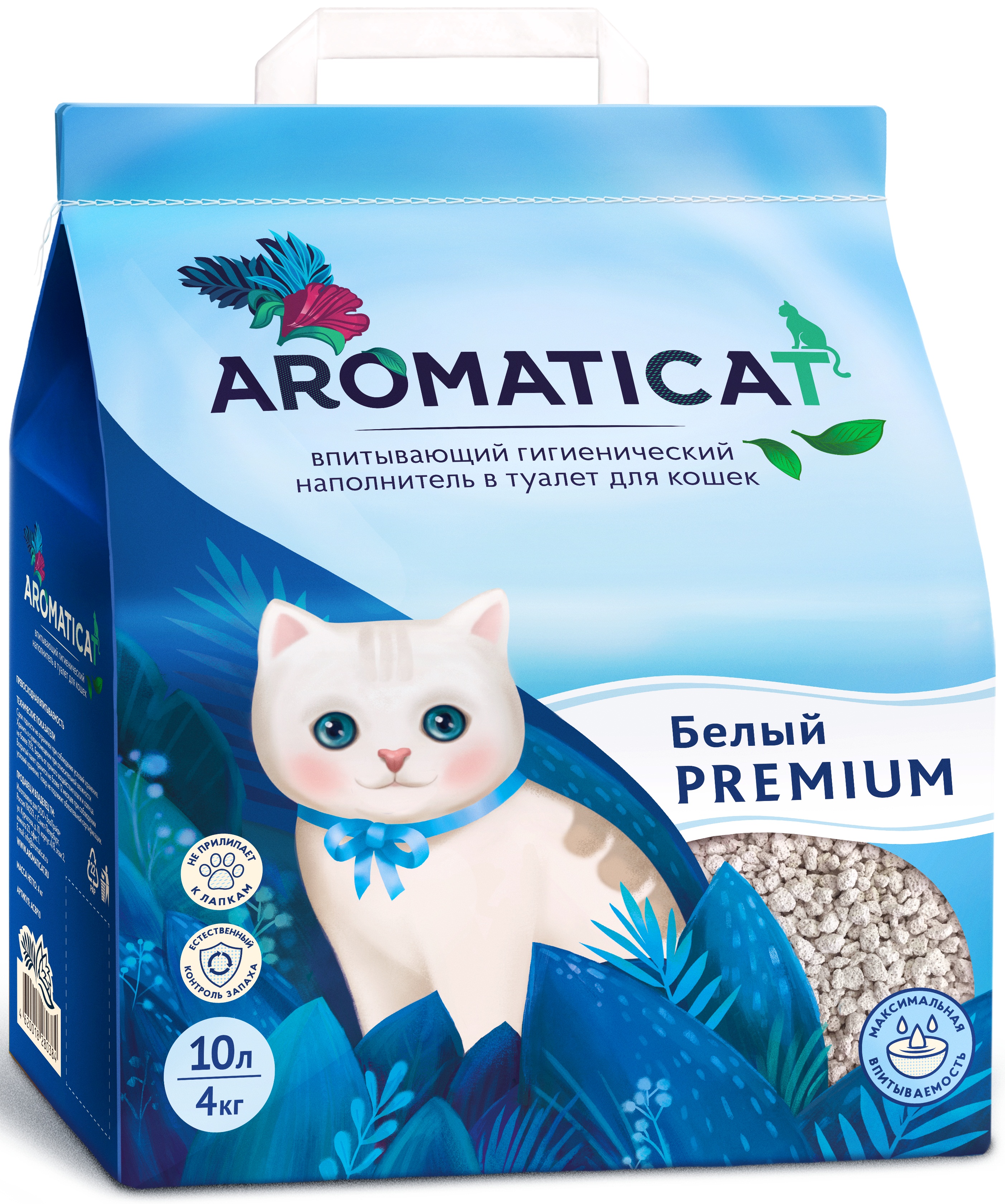 фото Впитывающий наполнитель для кошек aromaticat premium тоберморитовый, 4 кг, 10 л