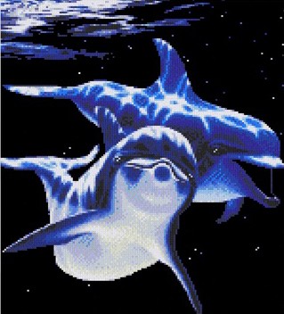 фото Набор для вышивания мулине нитекс 0008 дельфины 30х35,5 см