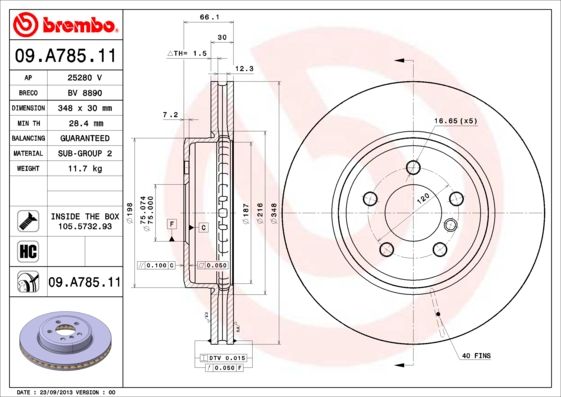 фото Тормозной диск brembo 09.a785.11