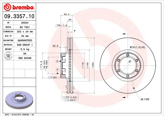 

Тормозной диск brembo 09.3357.10