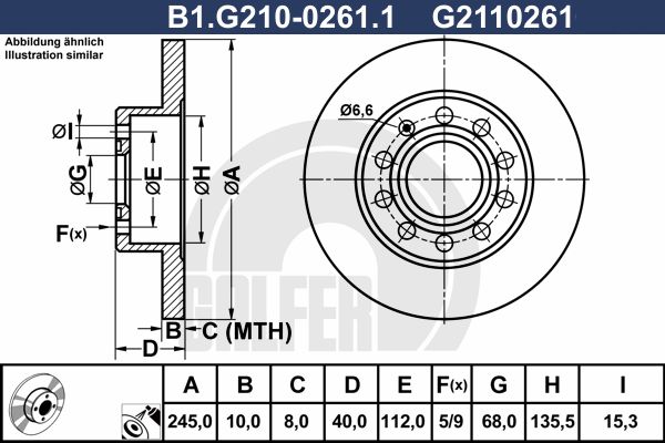 фото Тормозной диск galfer b1.g210-0261.1