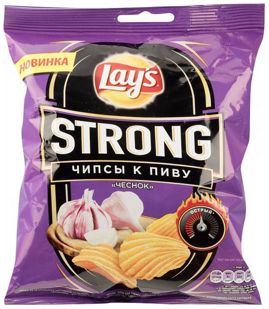 

Чипсы Lay's strong картофельные к пиву чеснок 75 г