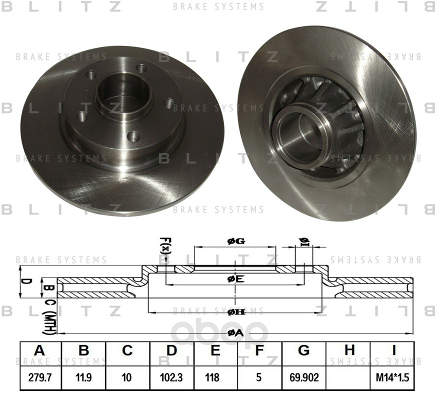 фото Тормозной диск blitz для nissan primastar 2001-/renault trafic 2001- bs0195