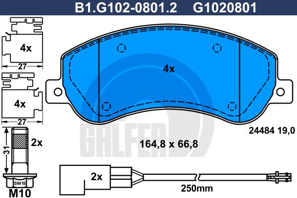 

Комплект тормозных дисковых колодок GALFER B1.G102-0801.2
