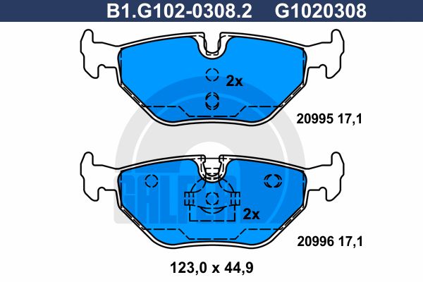

Комплект тормозных дисковых колодок GALFER B1.G102-0308.2