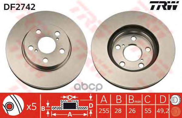 фото Тормозной диск trw/lucas df2742