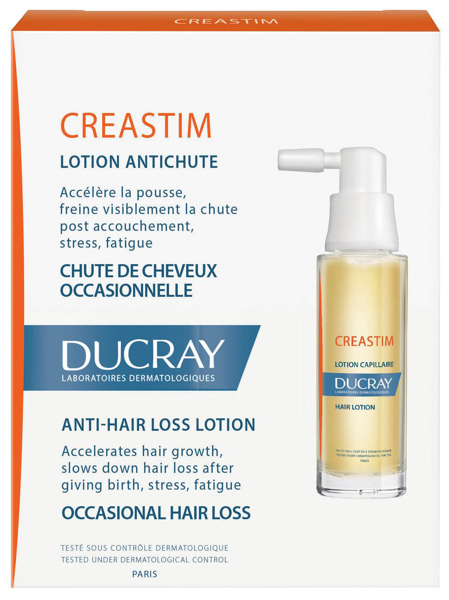 Лосьон против реакционного выпадения волос Ducray Creastim Anti-hair Loss Lotion 2х30 мл лосьон от перхоти ducray squanorm lotion с цинком 200 мл