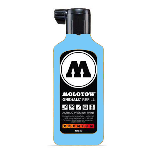 

Акриловая заправка для маркеров Molotow One4All 180мл, Голубой, One4all 180мл Светло-голубые