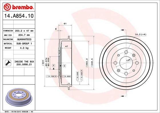 

Тормозной барабан BREMBO 14.A854.10