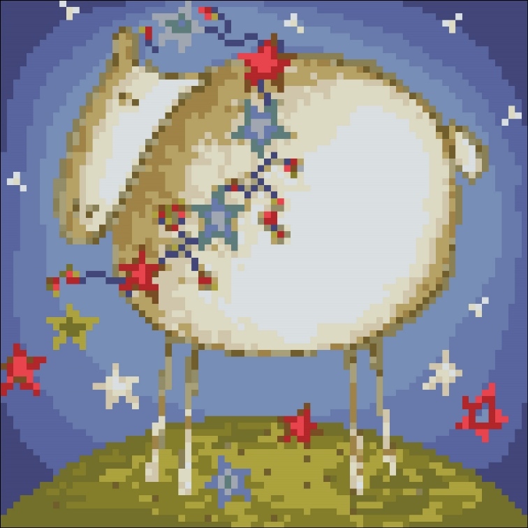 Набор алмазной мозаики Яркие Грани Звездная овечка, размер 20х20см, 21 цвет