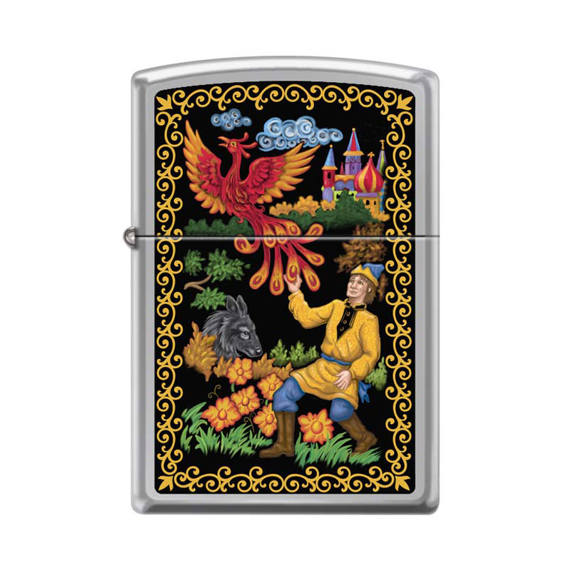 фото Бензиновая зажигалка zippo 250 replica palekh high polish chrome