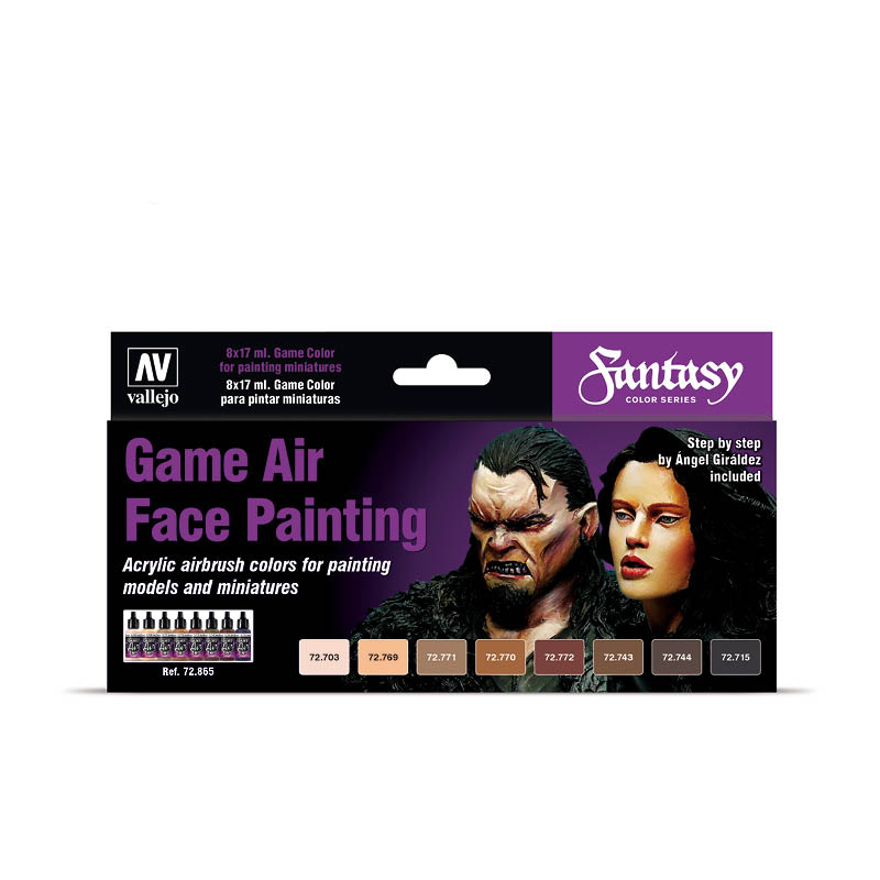 

Набор акриловых красок Vallejo Game Air Face Painting 72865, 8 красок по 17 мл, Face Painting
