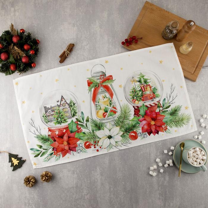 

Полотенце "Этель" Christmas red flowers 40х73 см, 100% хл, саржа 190 гр/м2