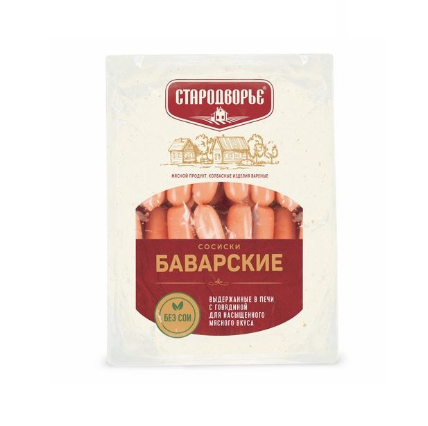 

Сосиски Стародворье Баварские вареные +-1,3 кг
