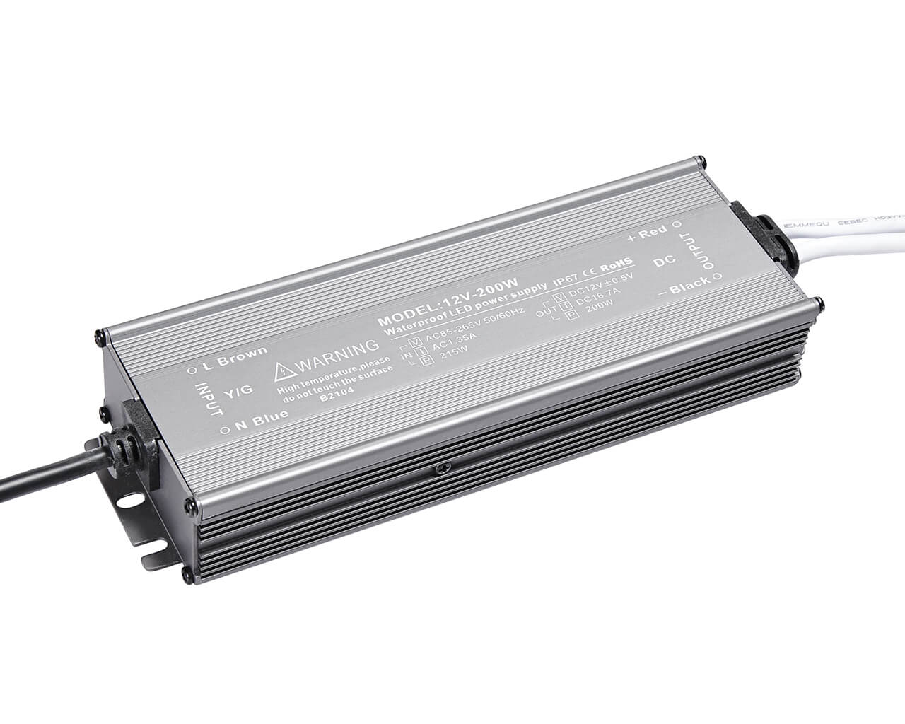 

Блок питания LC-WP-200W-12V IP67 16.6 A 215x70x35, Серебристый