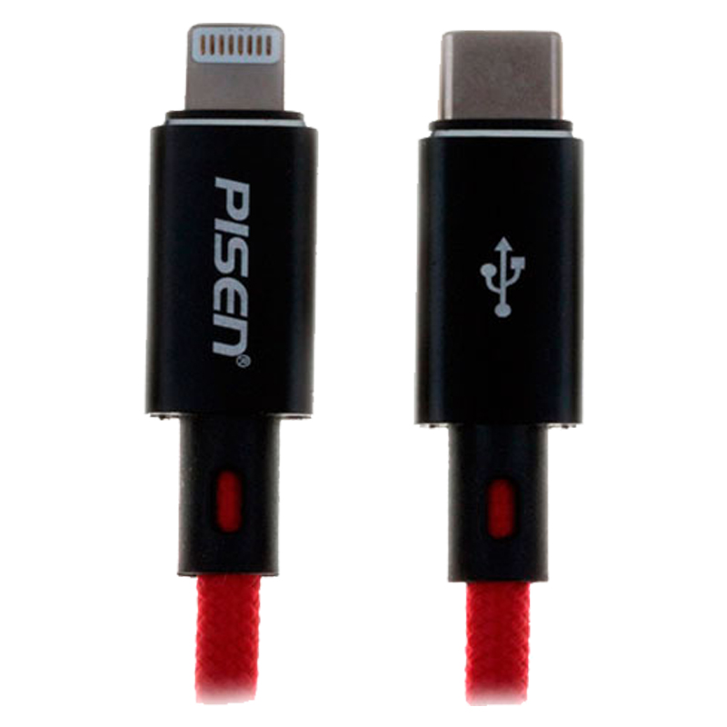 

Дата-кабель Type-C универсальный lightning Pisen CL-PD (PD) (оплетка нейлон) (красный)