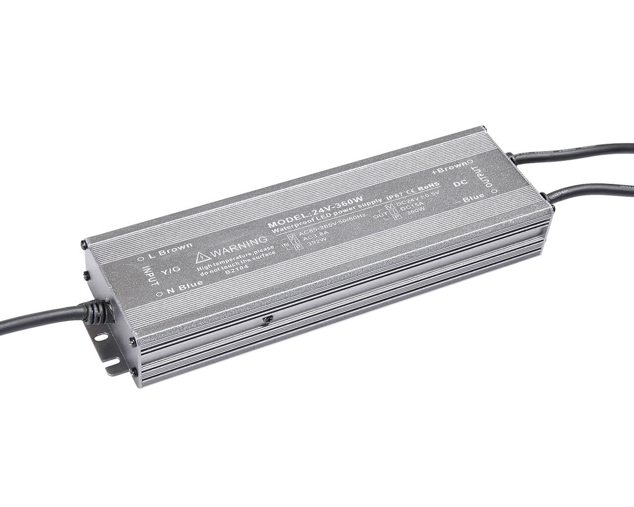 

Блок питания LC-WP-360W-24V IP67 15 A 255x76x35, Серебристый